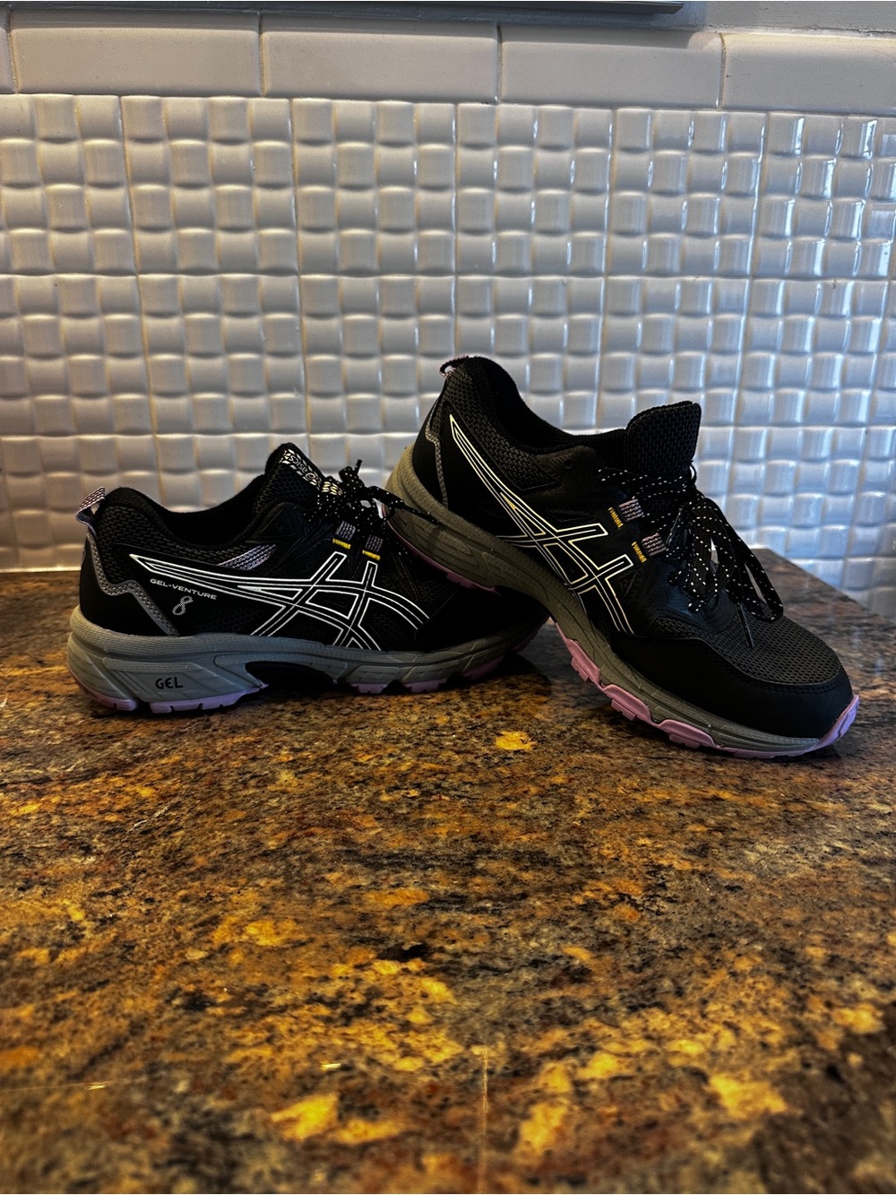 Asics Gel-Venture 8 Women's Black with Light Purple Accents Running Shoes - Picture 2 of 6